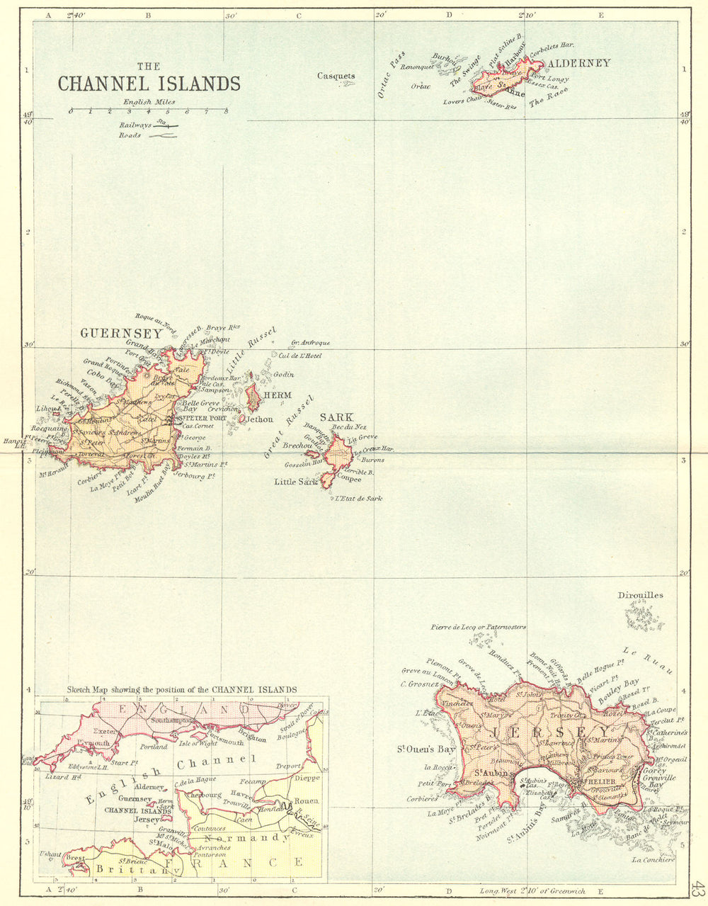 CHANNEL ISLES. Islands. Philip 1887 old antique vintage map plan chart