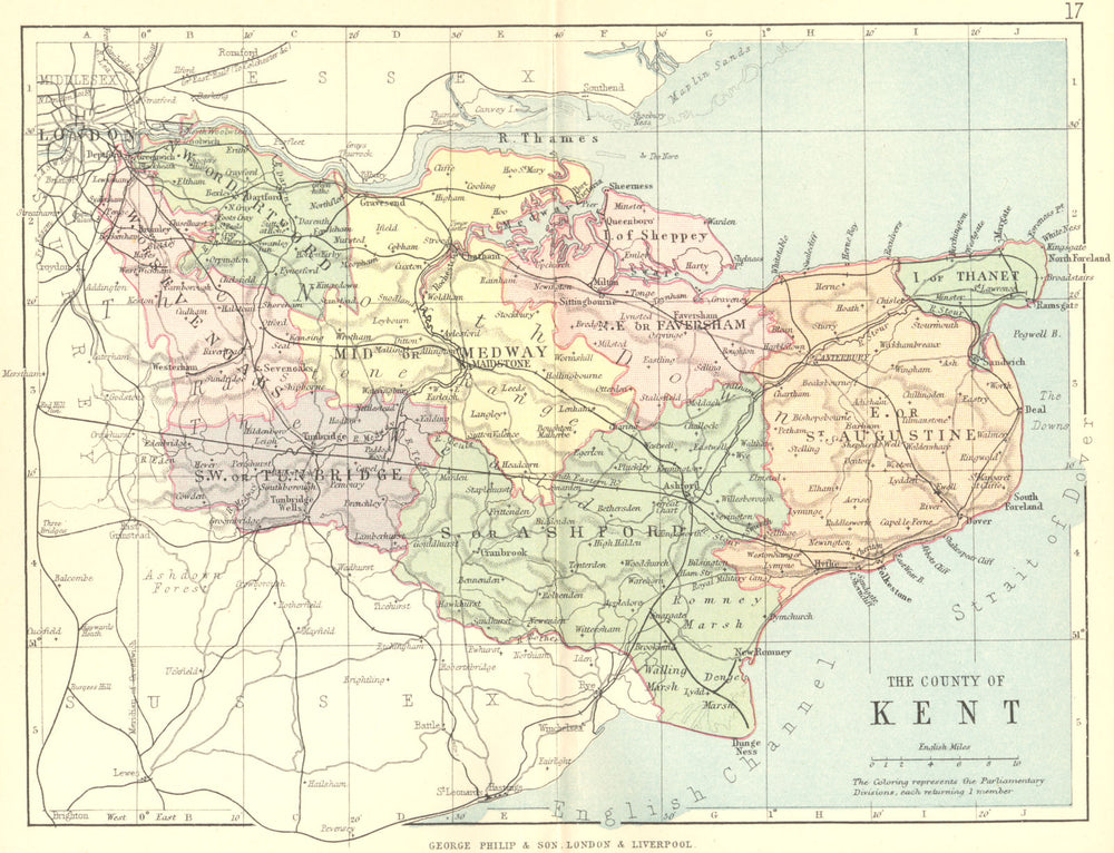 KENT. Philip 1887 old antique vintage map plan chart
