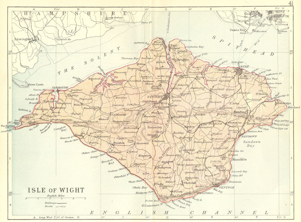 IOW. Isle of Wight. Philip 1887 old antique vintage map plan chart