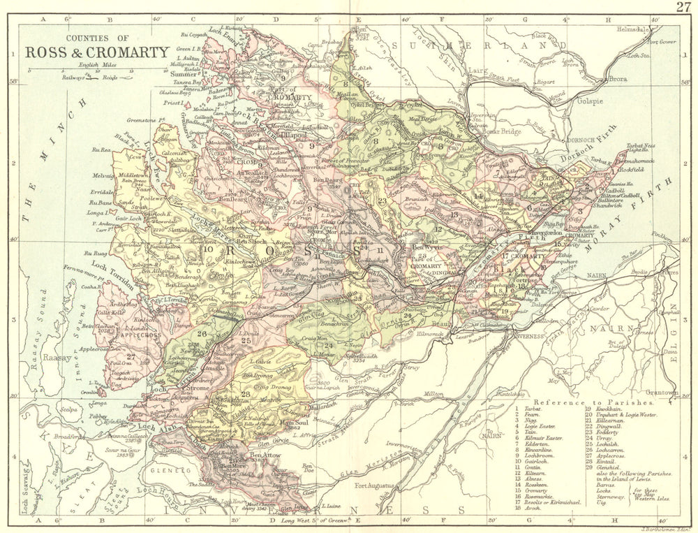 SCOTLAND. Ross Cromarty. Philip 1891 old antique vintage map plan chart
