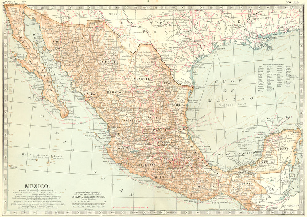 MEXICO. Central America 1903 old antique vintage map plan chart