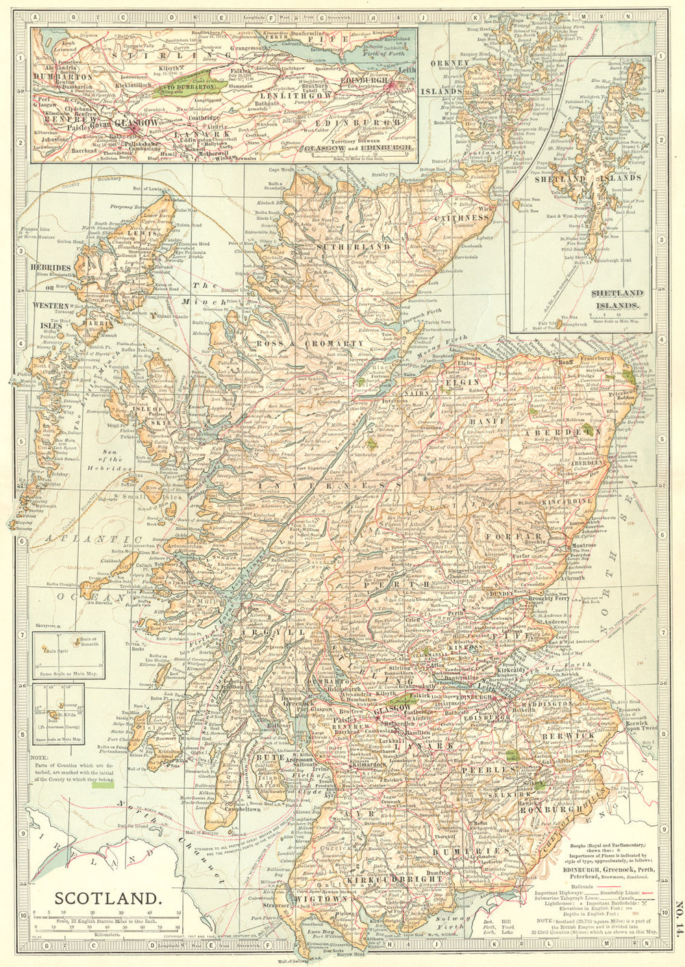 SCOTLAND.  1903 old antique vintage map plan chart