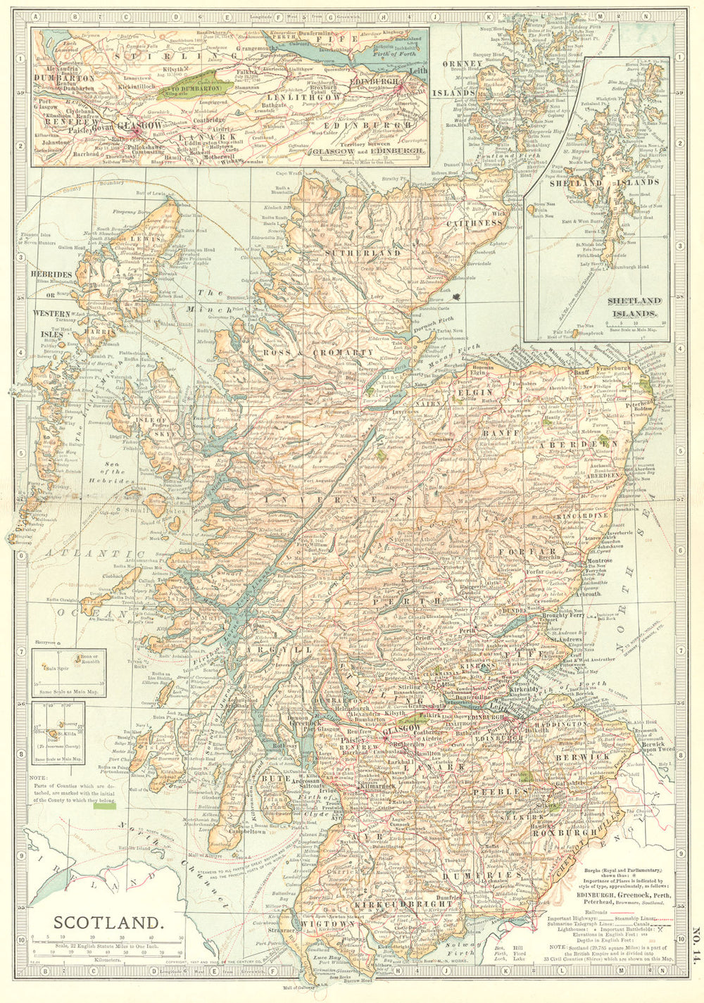 SCOTLAND.  1903 old antique vintage map plan chart