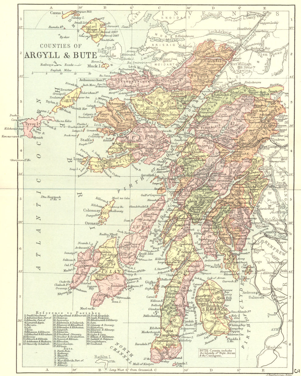 SCOTLAND. Argyll Bute. Philip 1891 old antique vintage map plan chart