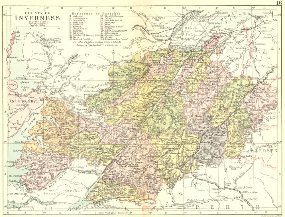 SCOTLAND. Inverness-shire. Philip 1891 old antique vintage map plan chart