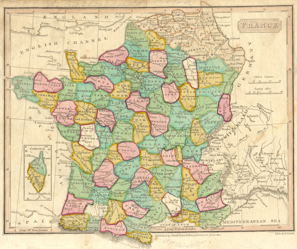 FRANCE. Barclay 1830 old antique vintage map plan chart