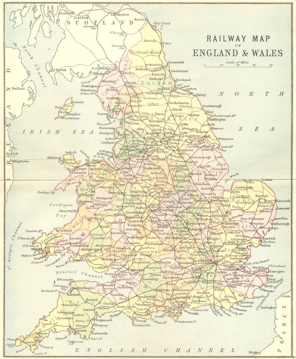 ENGLAND WALES. RAIL MAP. Philip 1887 old antique vintage plan chart