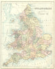 ENGLAND. England Wales. PHILIPS Hughes 1892 old antique vintage map plan chart