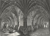WORCS. Cloisters of Worcester Cathedral 1807 old antique vintage print picture
