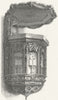WORCS. Stone Pulpit, Worcester Cathedral 1807 old antique print picture