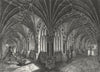 WORCS. Cloisters of Worcester Cathedral 1807 old antique vintage print picture