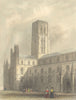 DURHAM. Cathedral, NW view. steel engraved 1850 old antique print picture