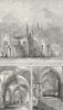 WORCESTER. Cathedral. Cloisters; King John's Monument 1845 old antique print