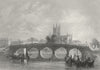 WORCS. Worcester Cathedral view quay 1836 old antique vintage print picture