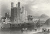CAERNARFON. Eagle Tower, Castle. Bartlett Gastineau 1850 old antique print