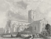 WALES. St David's Cathedral SW view 1860 old antique vintage print picture