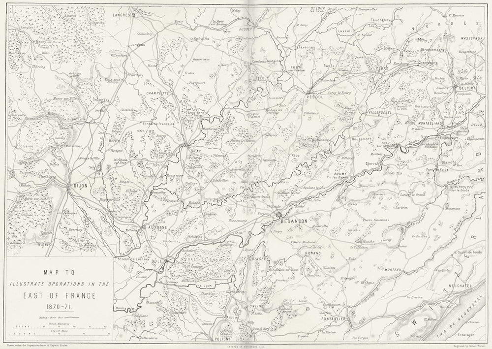 FRANCO-PRUSSIAN WAR. Dijon Besancon theatre 1875 old antique map plan chart