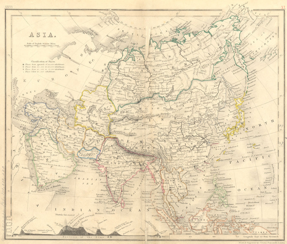 ASIA. Asia c1850 old antique vintage map plan chart