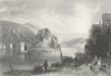 GERMANY. Fort Niederhaus Passau. Payne river 1847 old antique print picture