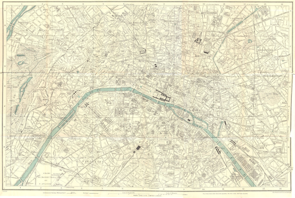 PARIS vintage town/city plan. Paris. WARD LOCK 1965 old vintage map chart