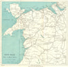 NORTH WALES CYCLE & MOTOR ROUTES. Railways. WARD LOCK 1924 old antique map
