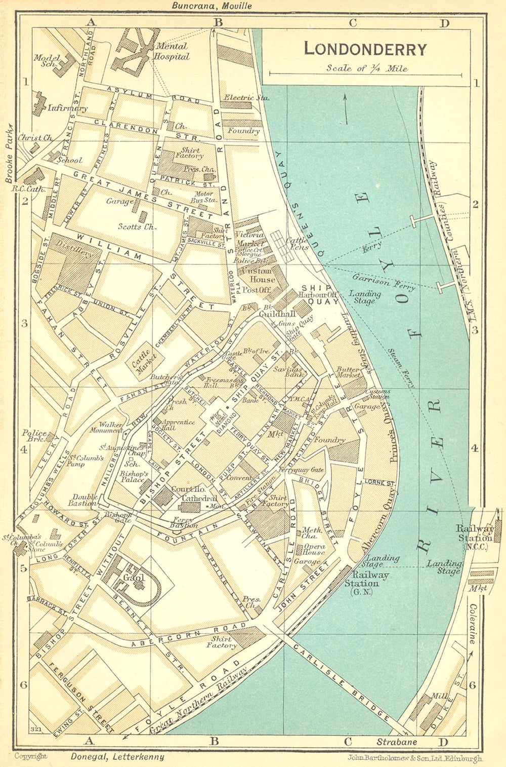 IRELAND. Londonderry 1932 old vintage map plan chart
