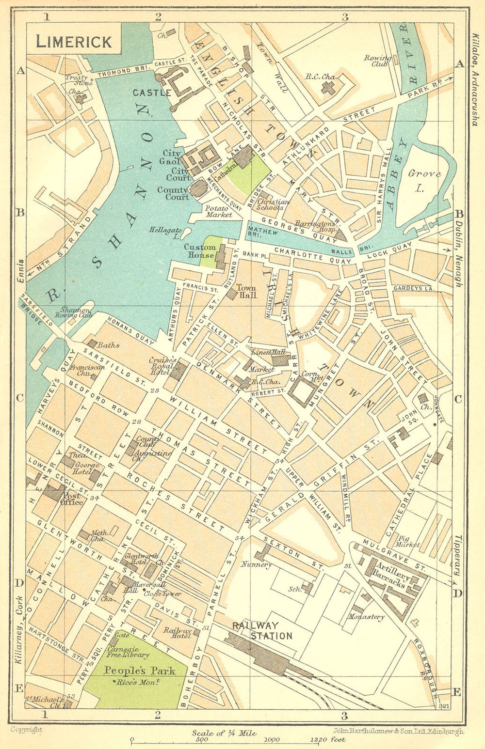 IRELAND. Limerick 1932 old vintage map plan chart