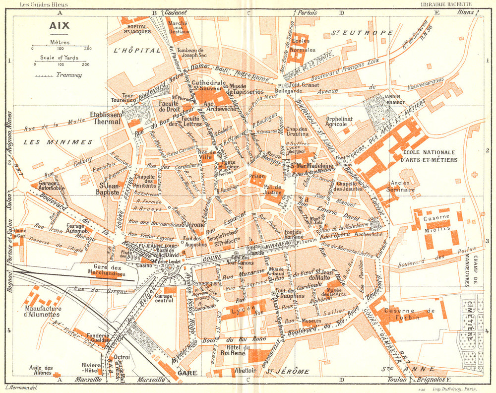 PROVENCE. Aix-en-Provence 1926 old vintage map plan chart