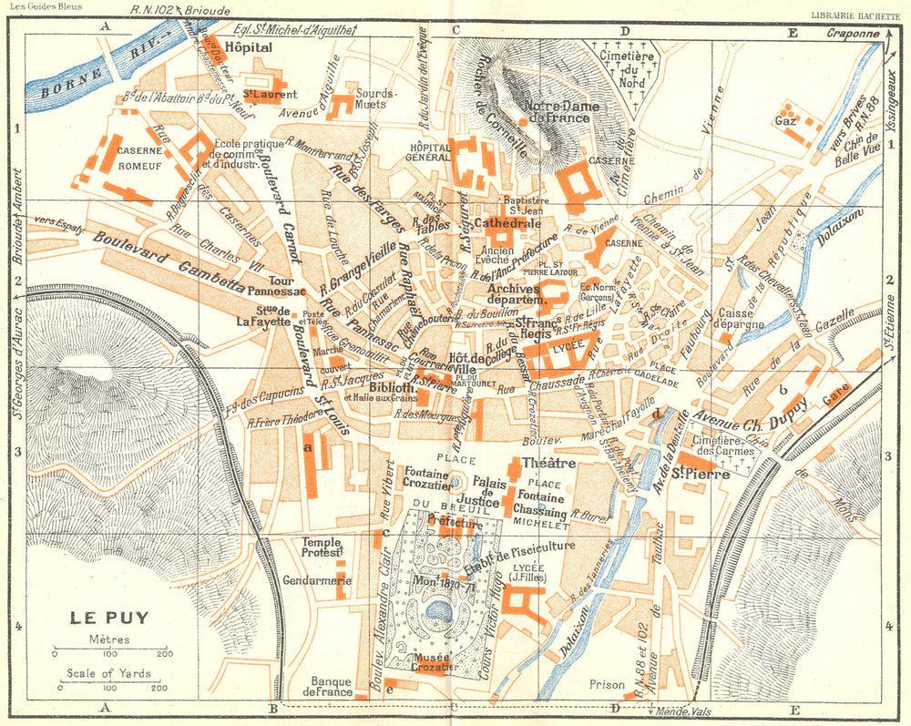FRANCE. Le Puy 1926 old vintage map plan chart
