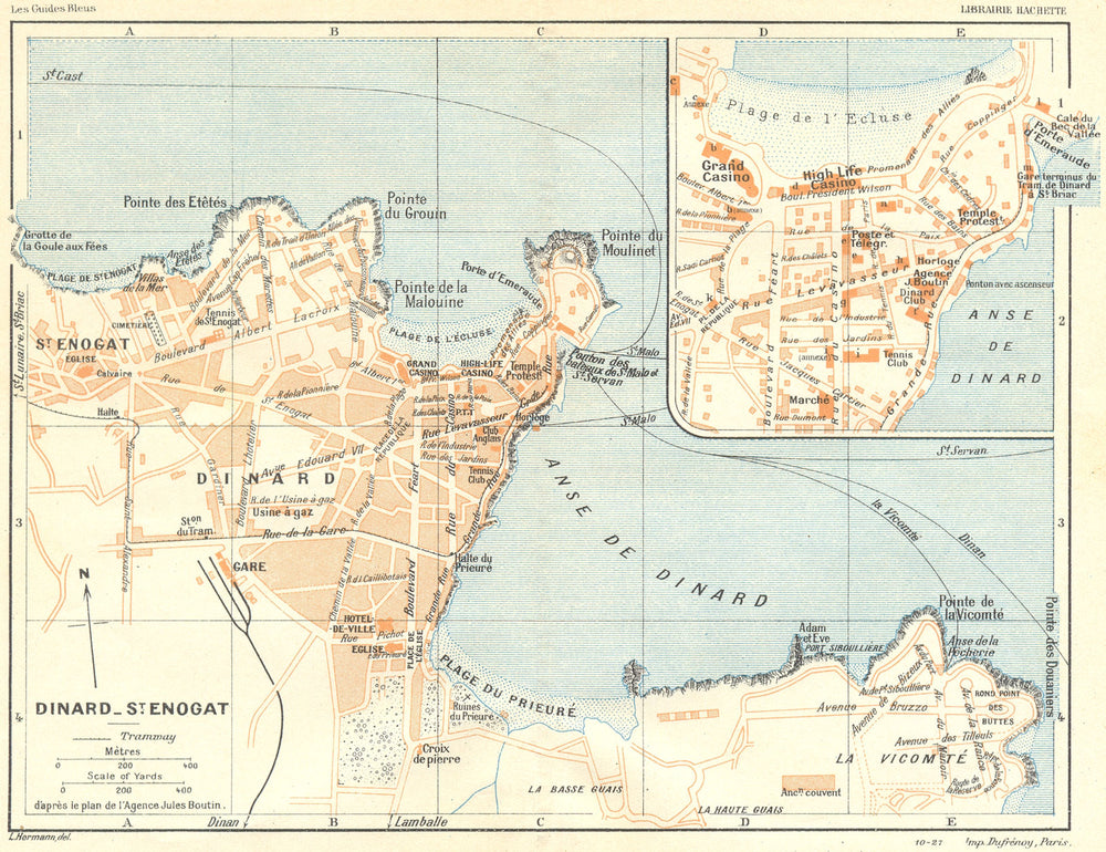 BRITTANY. Bretagne. Dinard-Stenogat 1928 old vintage map plan chart