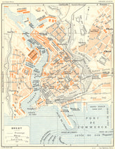 BRITTANY. Bretagne. Brest 1928 old vintage map plan chart