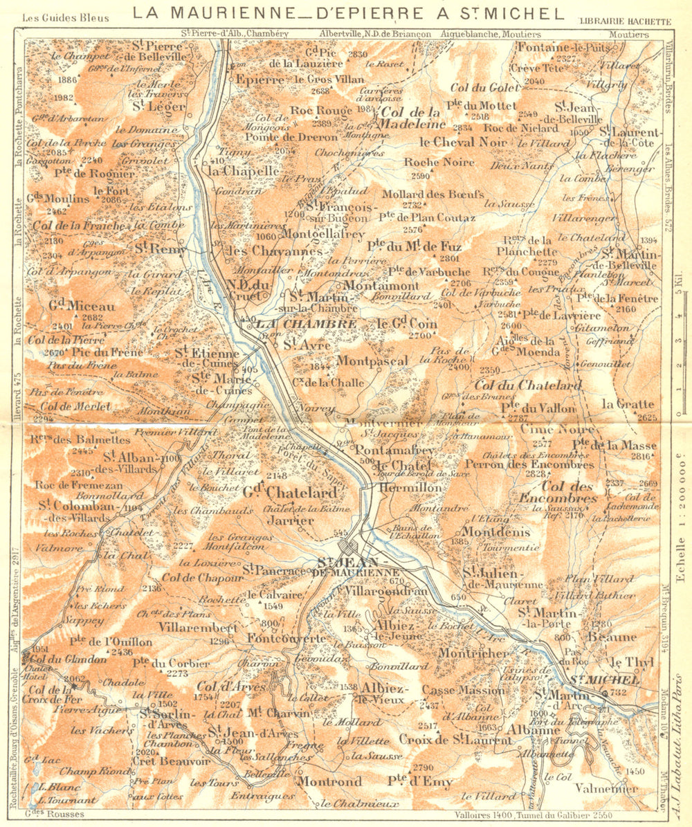 FRENCH ALPS. Maurienne. D'Epierre St Michel. Alpes Françaises 1926 old map
