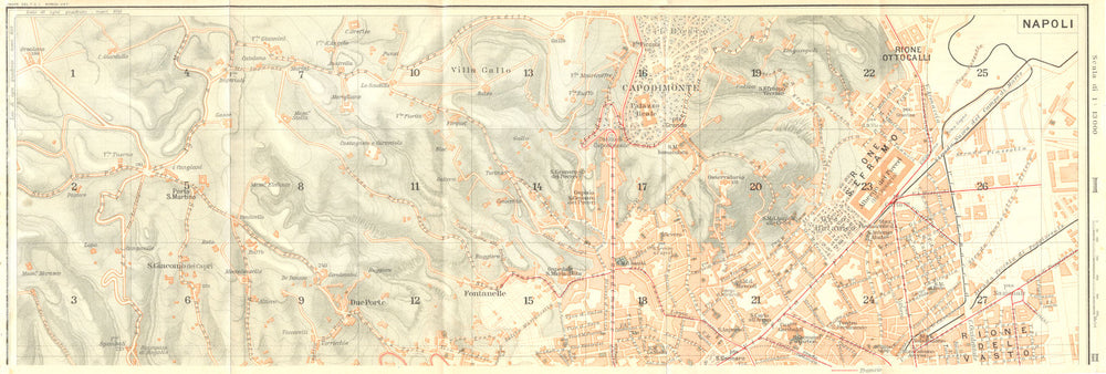 ITALY. Napoli section I of III 1925 old vintage map plan chart