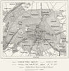 FRANCE. Growth of Paris, sketch map c1885 old antique vintage plan chart