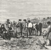 UKRAINE. Haymaking in Ukrania c1885 old antique vintage print picture