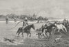 KYRGYZSTAN. Kirghiz crossing a river c1885 old antique vintage print picture