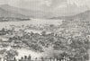 JAPAN. Birdseye Nagasaki c1885 old antique vintage print picture