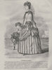 FAMILY. Elegant Parisian mother and daughter 1869 old antique print picture