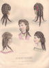 FASHION. Parisian ladies hair arrangements 1869 old antique print picture