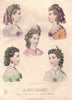 FASHION. Parisian ladies hair arrangements 1869 old antique print picture