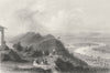 View from Mount Holyoke, Massachusetts. WH BARTLETT 1840 old antique print
