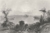 Saratoga Lake, New York. WH BARTLETT 1840 old antique vintage print picture