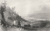 Descent into the Valley of Wyoming, Pennsylvania. WH BARTLETT 1840 old print