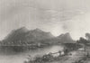 Mount Tom and the Connecticut River, Massachusetts. WH BARTLETT 1840 old print