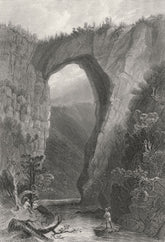 Natural Bridge, Virginia, Virginia. WH BARTLETT 1840 old antique print picture