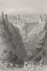 SWITZERLAND. Defile of Getteron & Suspension Bridge, near Freyburg.BARTLETT 1836