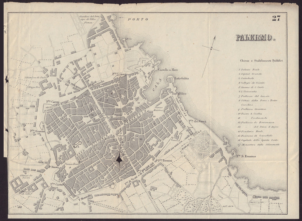 ITALY. Palermo. town city plan 1882 old antique vintage map chart