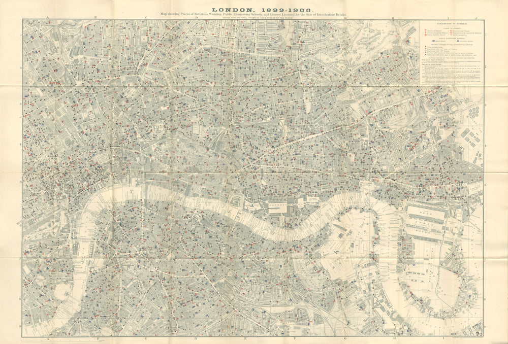 CHARLES BOOTH LONDON MAP Pubs Restaurants Churches Schools Synagogues 1902