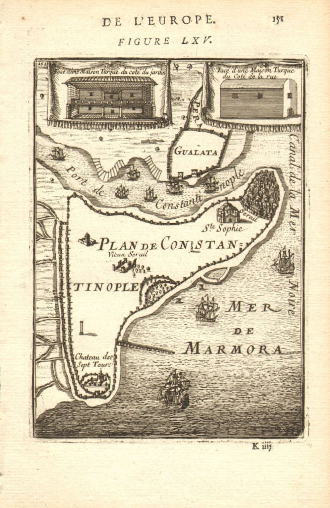 CONSTANTINOPLE (ISTANBUL). City plan. Galata Pera Golden Horn. MALLET 1683 map