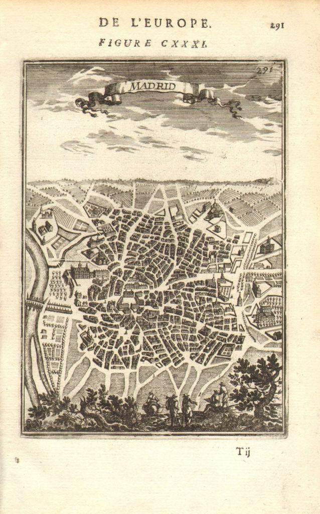MADRID. Decorative plan of the city. Churches. Spain. MALLET 1683 old map